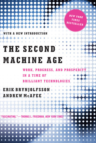 "The Second Machine Age" by Erik Brynjolfsson, Andrew McAfee; book cover art